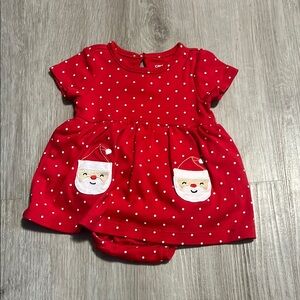 4/$20 Red Polka Dot Baby Dress with Santa Pockets